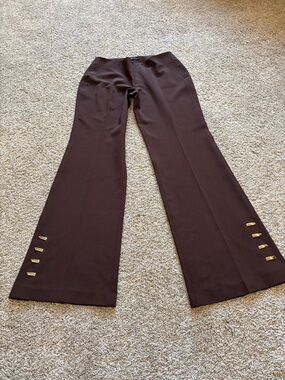 Made in Brazil Brown Wide-Leg Pants with Gold Accent